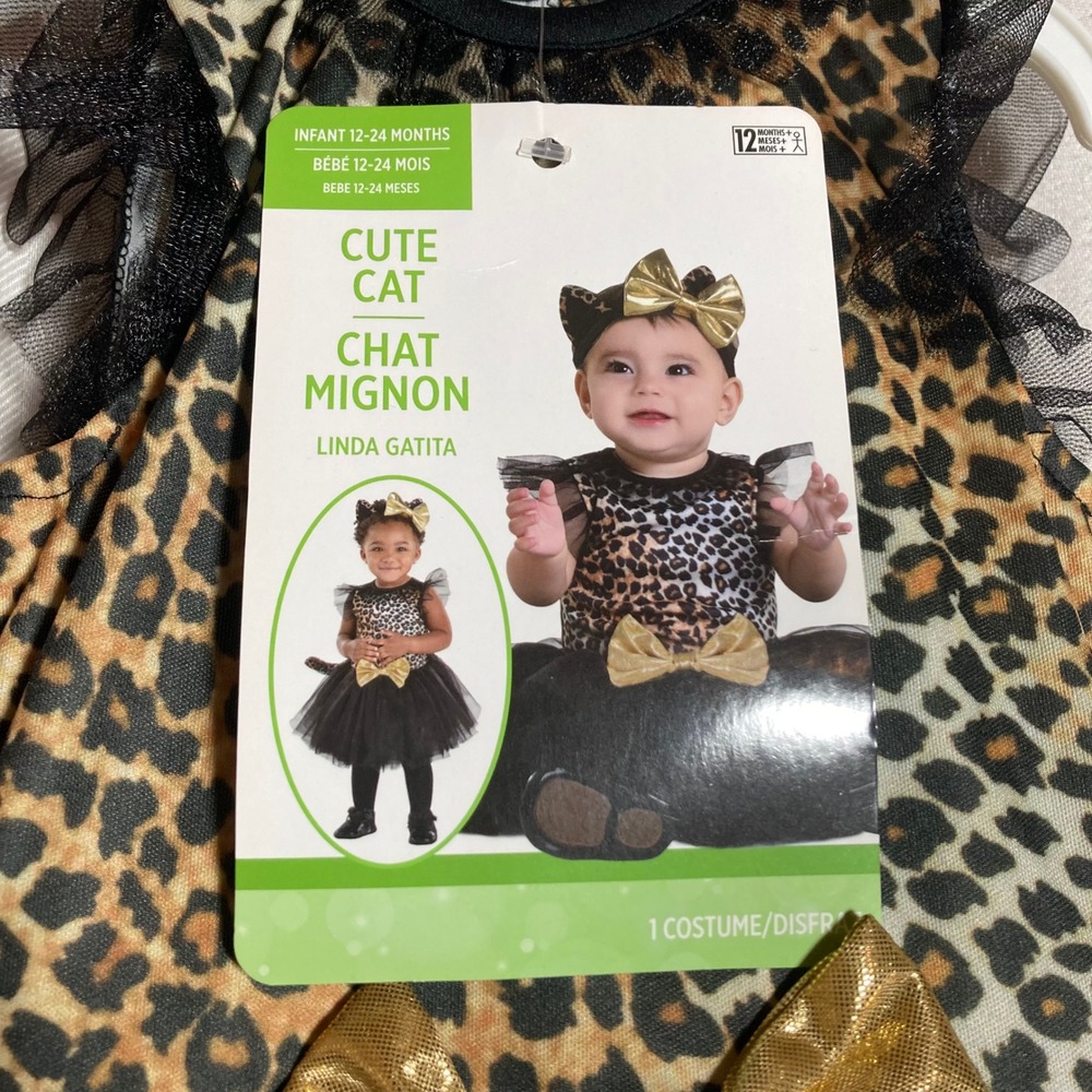 Amscan Cute Cat Infant Toddler Costume 12-24 Months Leopard Tutu Dress 4pc Set - Picture 4 of 9